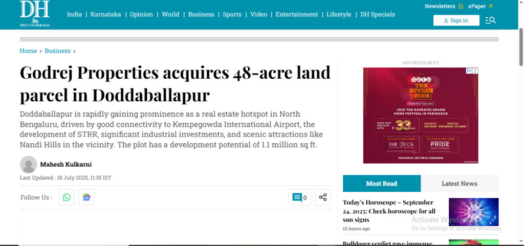 Godrej Plots Doddaballapur New Banner
